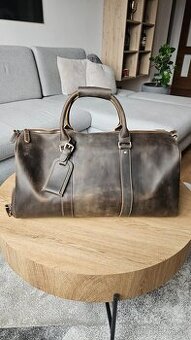 Panska kozena tmavohneda cestovna taska