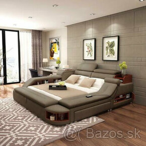 Exkluzívna dizajnová posteľ s masážou, trezorom a úložne pr.