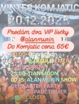 Dva lístky VIP na Alana Murina Komjatice