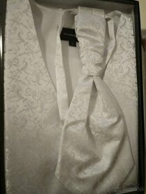 Svadobný set - vesta, kravata, vreckovka, manžetové gombíky - 1
