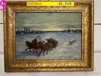 Obrazy pekné olejomaľby na plátne 9 kusov