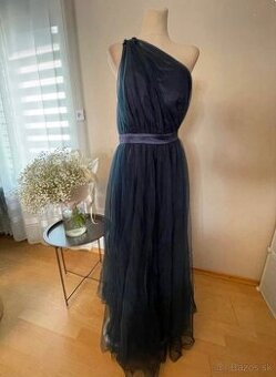 Dlhé modré spoločenské šaty M