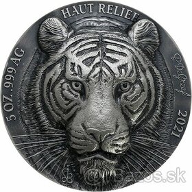 Strieborná minca 5 Oz Tiger - Big Five Asia High Relief 2021