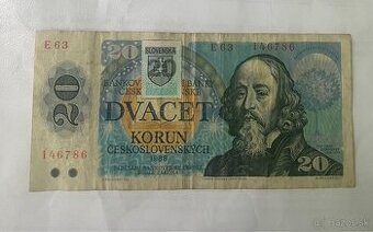 Dvacet korún československých s kolkom 1988
