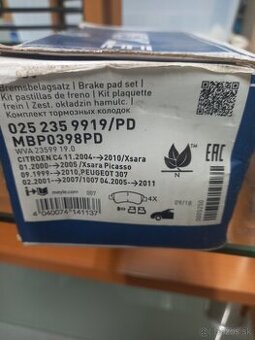 Sada brzdových doštičiek Citroen C4