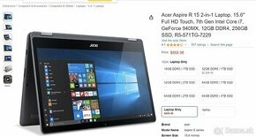 Predám notebook Acer Aspire R 15