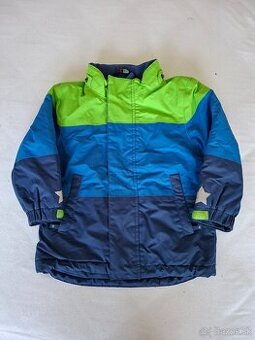 Zeleno modrá zimná bunda s kapuckou
