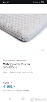 Kvalitný vrchný matrac 140x200 - SUPER STAV
