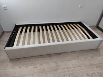 Kvalitná postel s roštom a panelmi - béžová - 1