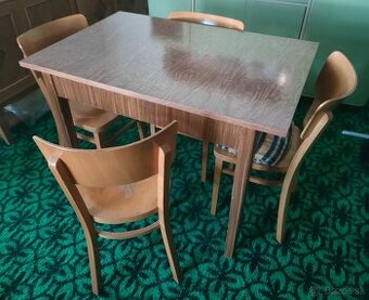 Retro set stôl + 4ks stoličky