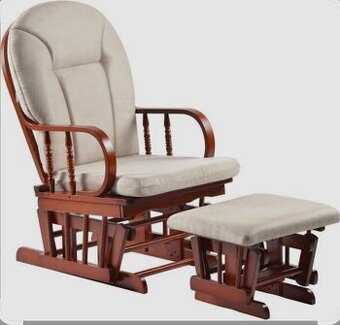 Hojdacie kreslo s podnožou, orech/béžová, TALMAN