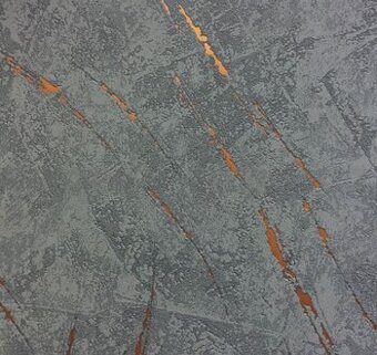 Tapeta sivo modra s bronz detail.