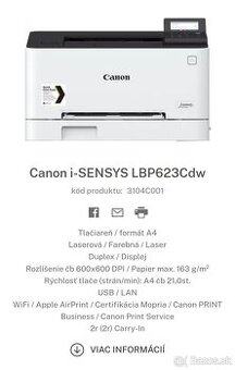 Tlačiareň CANON i-sensys LBP623Cdw