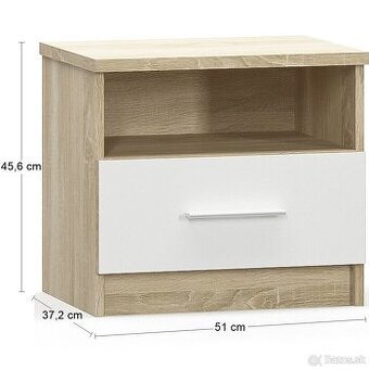 Nočný stolík (2 ks) Mateo N - dub sonoma / biela