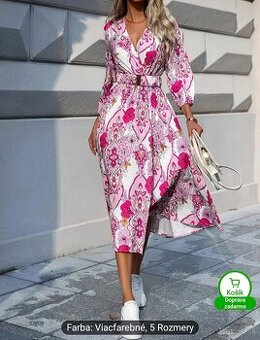 Dámske šaty nové bielo ružové XXL s opaskom