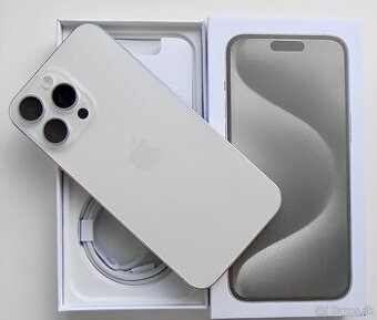 iPhone 15 Pro White Titanium BATERIE 100% TOP