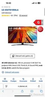 Predam uplne novy Led 4K Uhd televizor LG