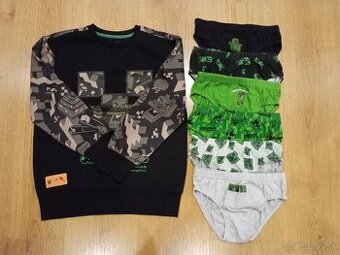 Minecraft mikina + slipy 8-9 rokov