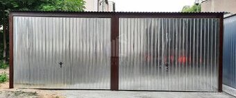 Plechová garáž 6x6 pozinkované prevedenie, 2x výklopná brána