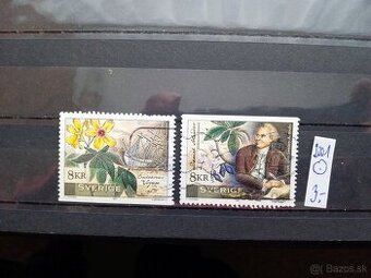 Poštové známky č.414 - Švédsko - botanik s kvetom