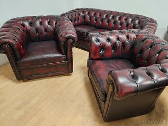 CHESTERFIELD ŠTÝL KOŽENÁ 3+1+1+1