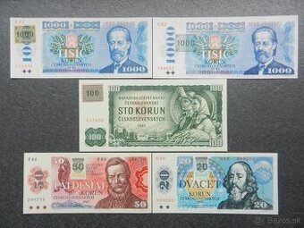 Československé UNC bankovky a iné