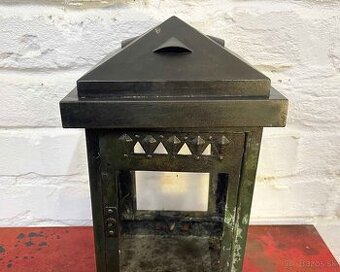 Starožitná kovová lucerna / lampáš na sviečku