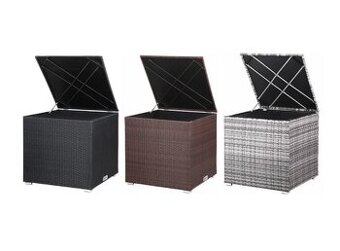 Záhradný ratanový úložný box 75x75x70cm čierny, sivý a hnedý