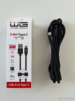 Dátový nabíjací kábel USB-A to Type-C,30W,3m