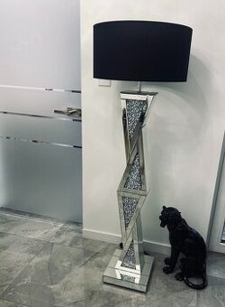 NOVÁ Stojacia lampa so zrkadlovým povrchom s kryštálikmi Gla