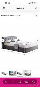 Sivá posteľ 160x200