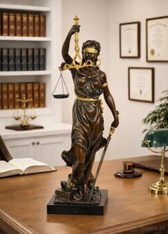 Bronzová socha - Justicia - na mramoru - zlacená - XXL