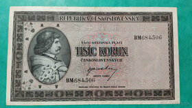 Bankovka 1000 Kčs 1945 neperforovaná