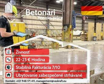 NEMECKO - Hľadáme Betonárov - 5700 €