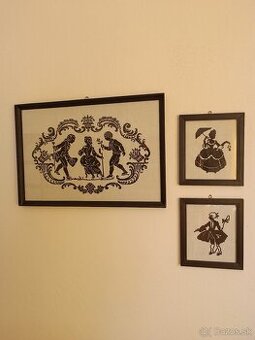 Vintage set ručne vyšívaných obrazov