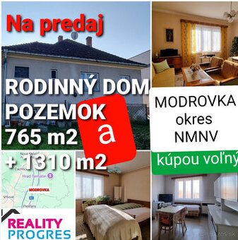 RODINNÝ DOM a POZEMOK 765m2 MODROVKA 10 km od PIEŠŤANY