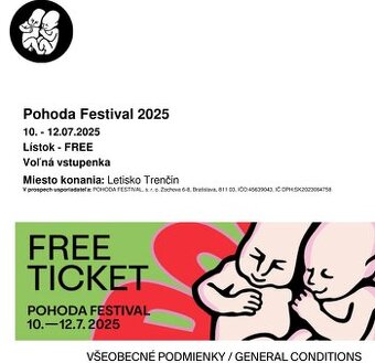 Predám e-lístok na festival POHODA 2025