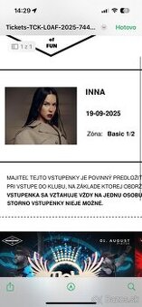 Lístky INNA Banska Bystrica