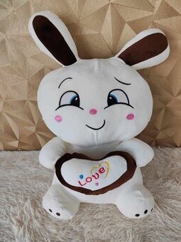 Plyšová hračka zajačik Love, bielo-hnedý 60 cm