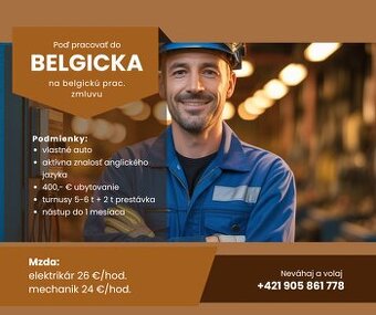 Elektrikár / Mechanik - na belgickú pracovnú zmluvu