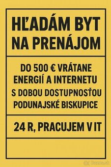 Hľadám prenájom / podnájom do 500 €