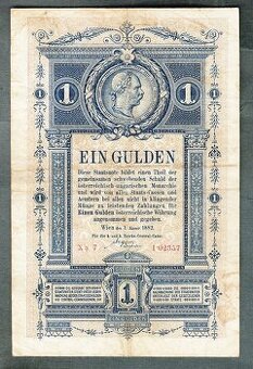 Staré bankovky Rakousko Uhersko 1 Gulden Forint 1882