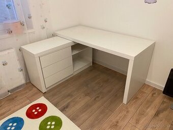 Kancelársky stôl Malm + komoda pod stôl