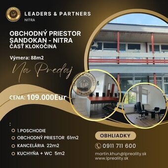 Na predaj obchodno - kancelársky priestor Nitra -Sandokan ča