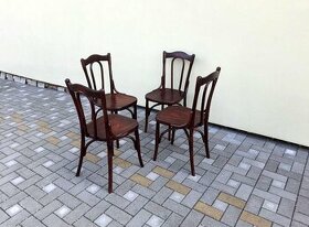 Jídelní celodřevěné židle THONET po renovaci 4ks - 1