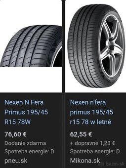 Pneumatiky Nexen n'fera su1 195 /45zr15 78w