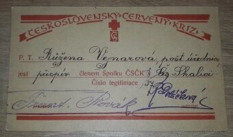 Legitimácia člena spolku ČSČK z roku 1924