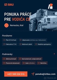 Ponuka práce - Vodič CE s nemeckym jazykom