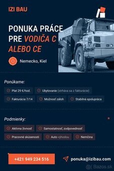 Ponuka práce - Vodič C alebo CE s nemeckym jazykom