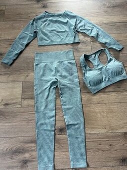 Damsky mentolovy elasticky 3 ks set na cvicenie, vel. M